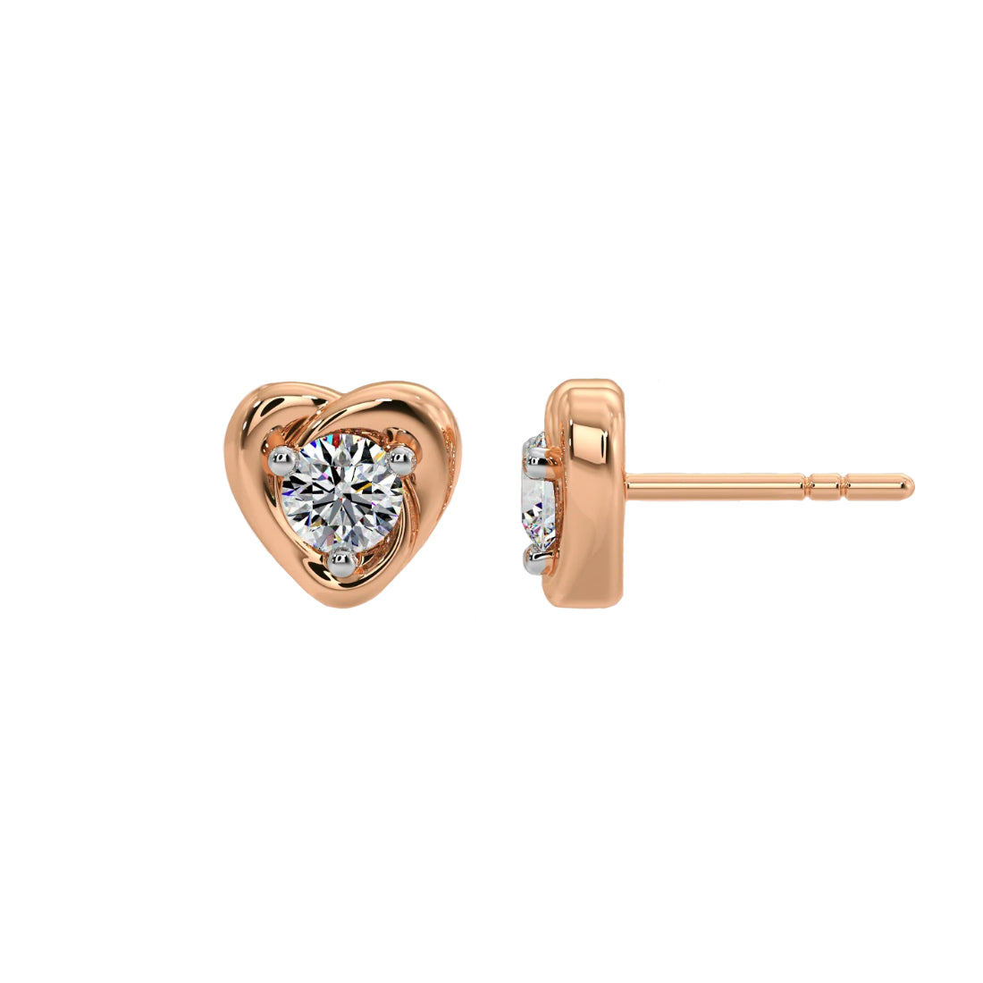 mini heart solitaire earrings