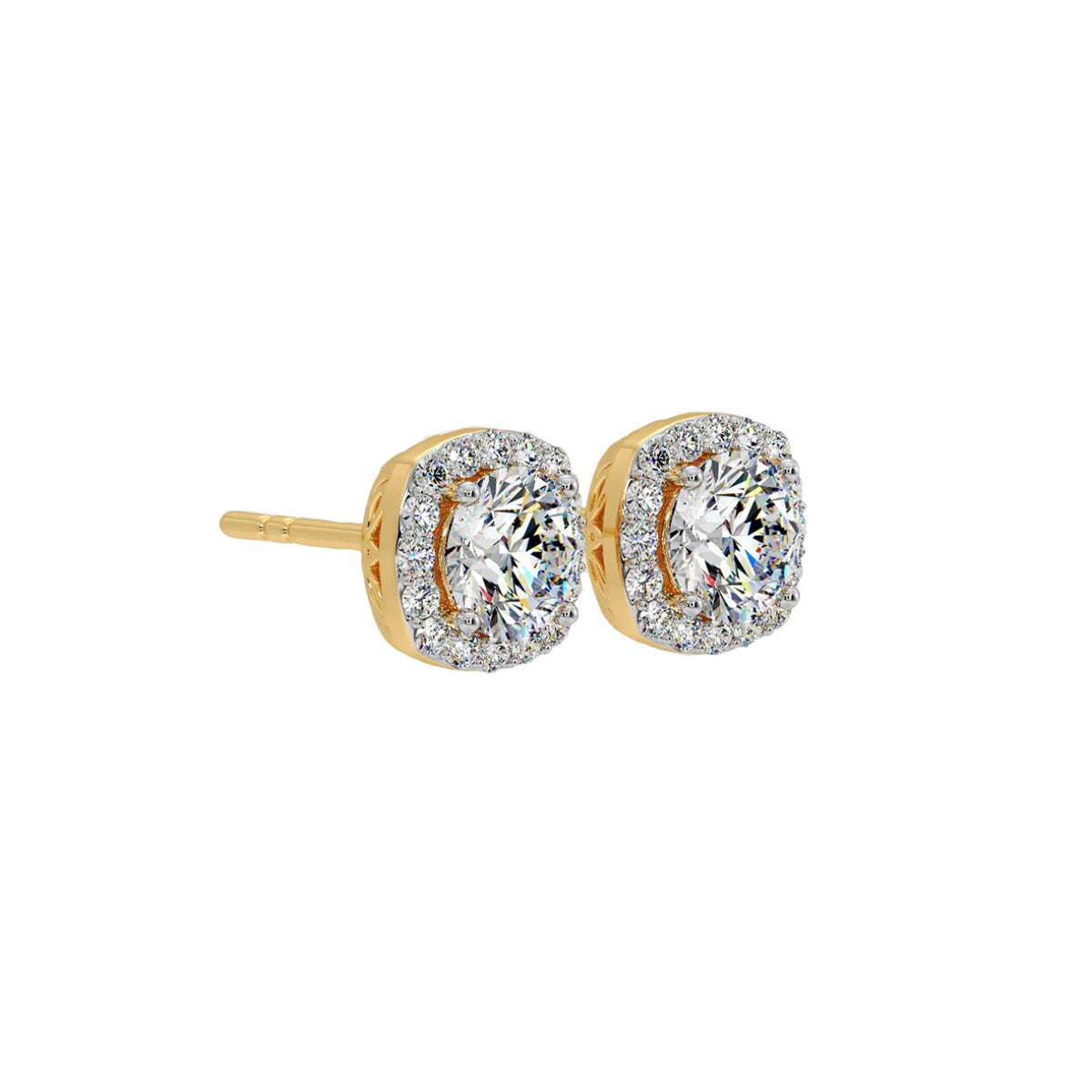 1 ct cushion halo studs