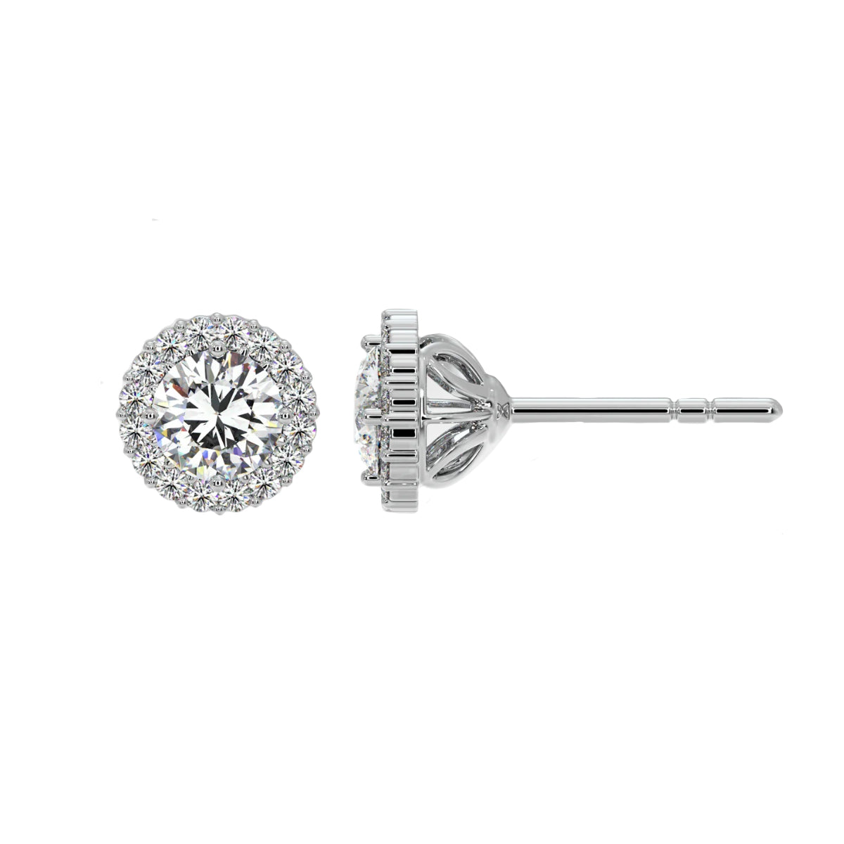1 ct solitaire halo studs
