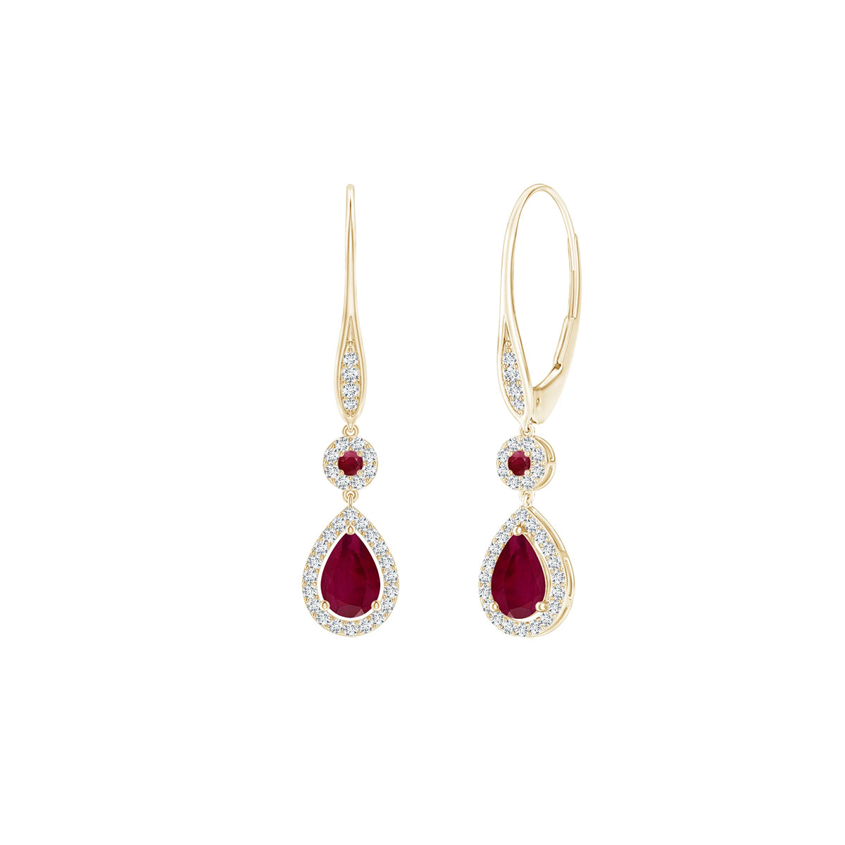 ruby heart earings