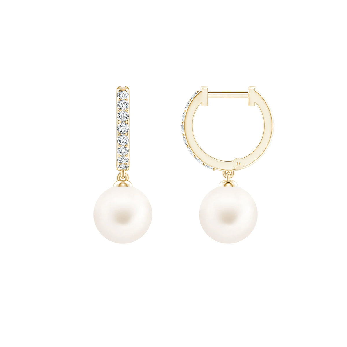 timeless pearl diamond drop earrings