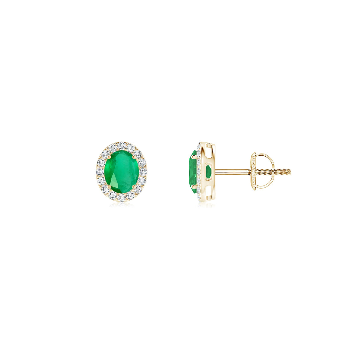 royal green diamond halo studs