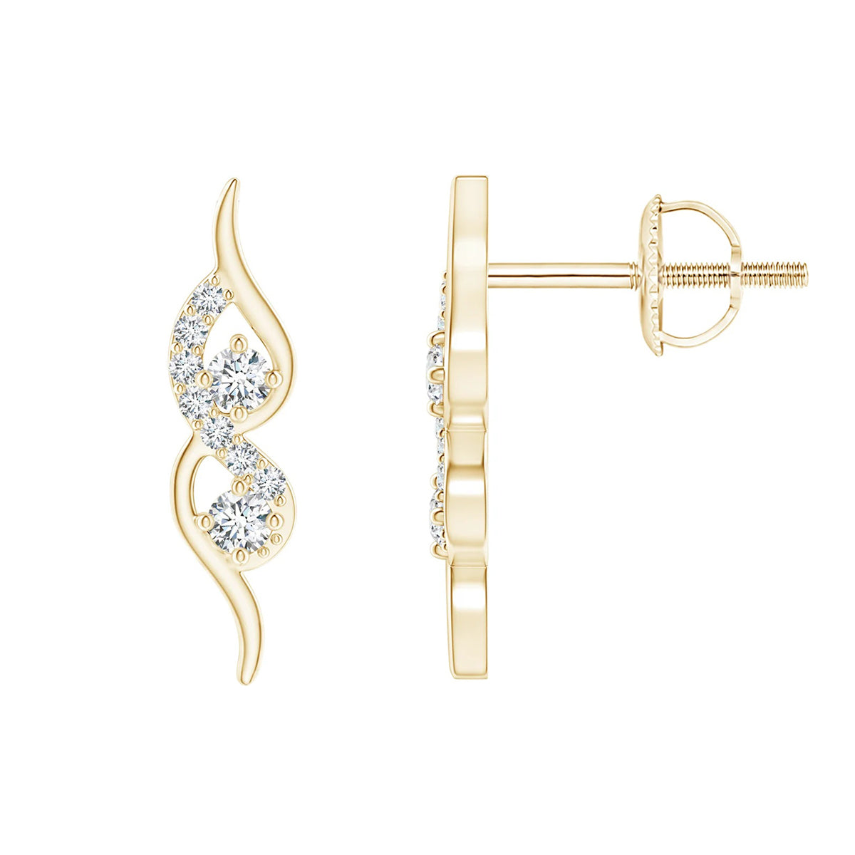 golden swirl diamond earrings