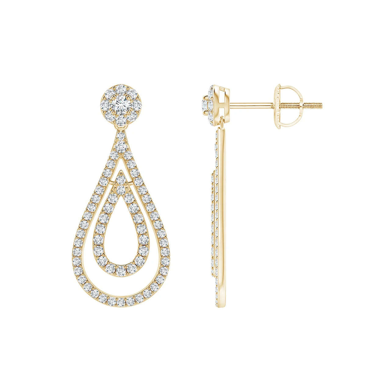 teardrop halo diamond earrings