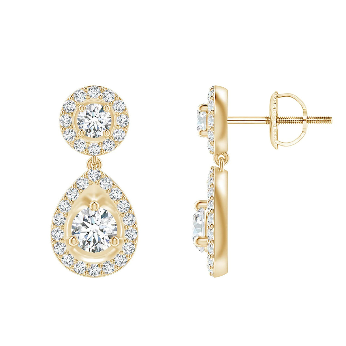 double halo teardrop diamond earrings