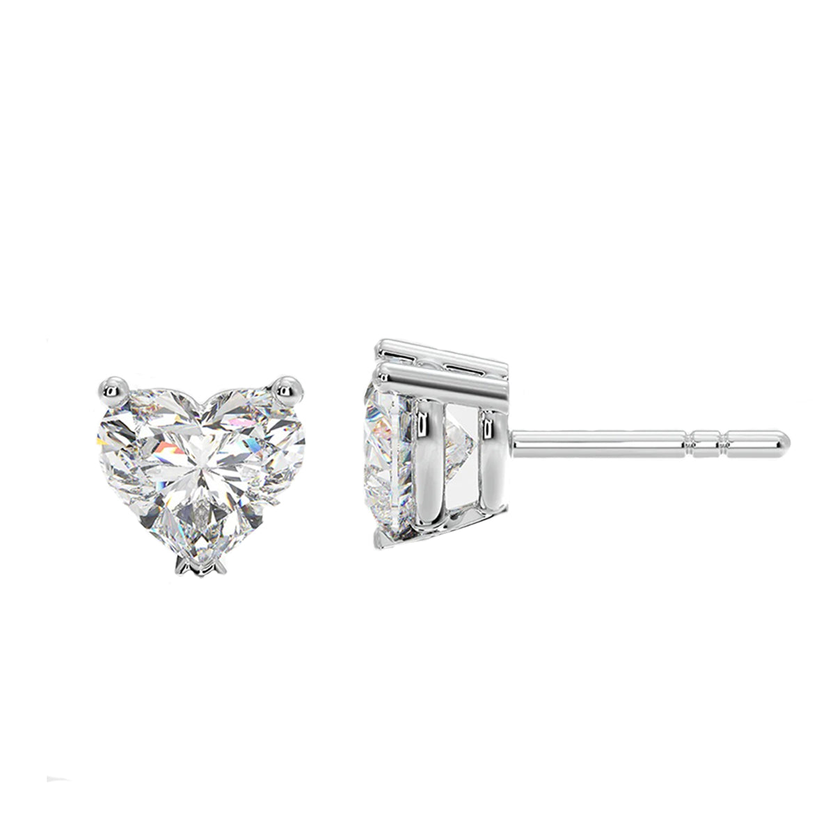 1 ct heart-shaped diamond stud earrings