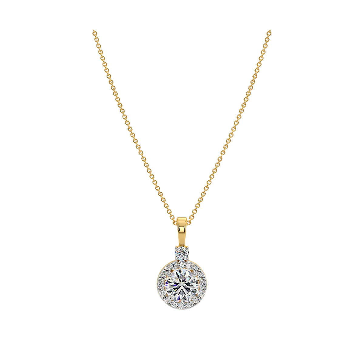 0.75 ct solitaire halo pendant