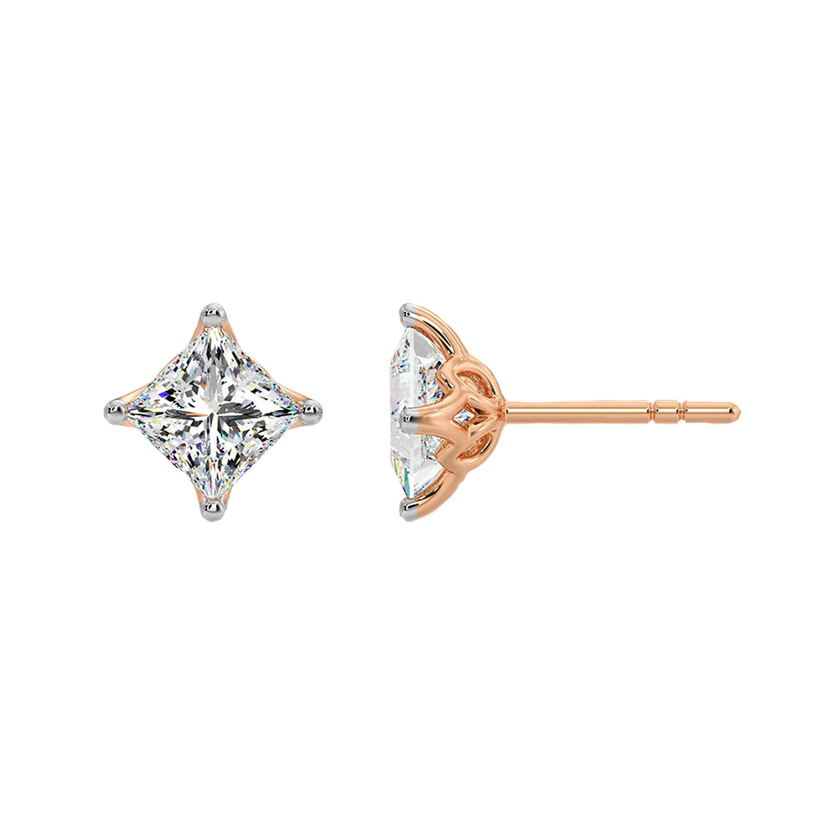 0.75 ct princess studs