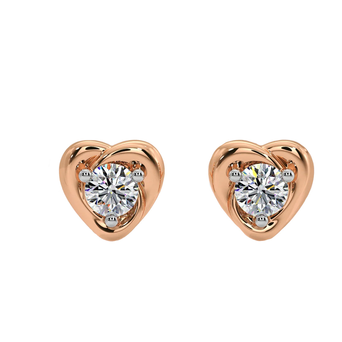 mini heart solitaire earrings