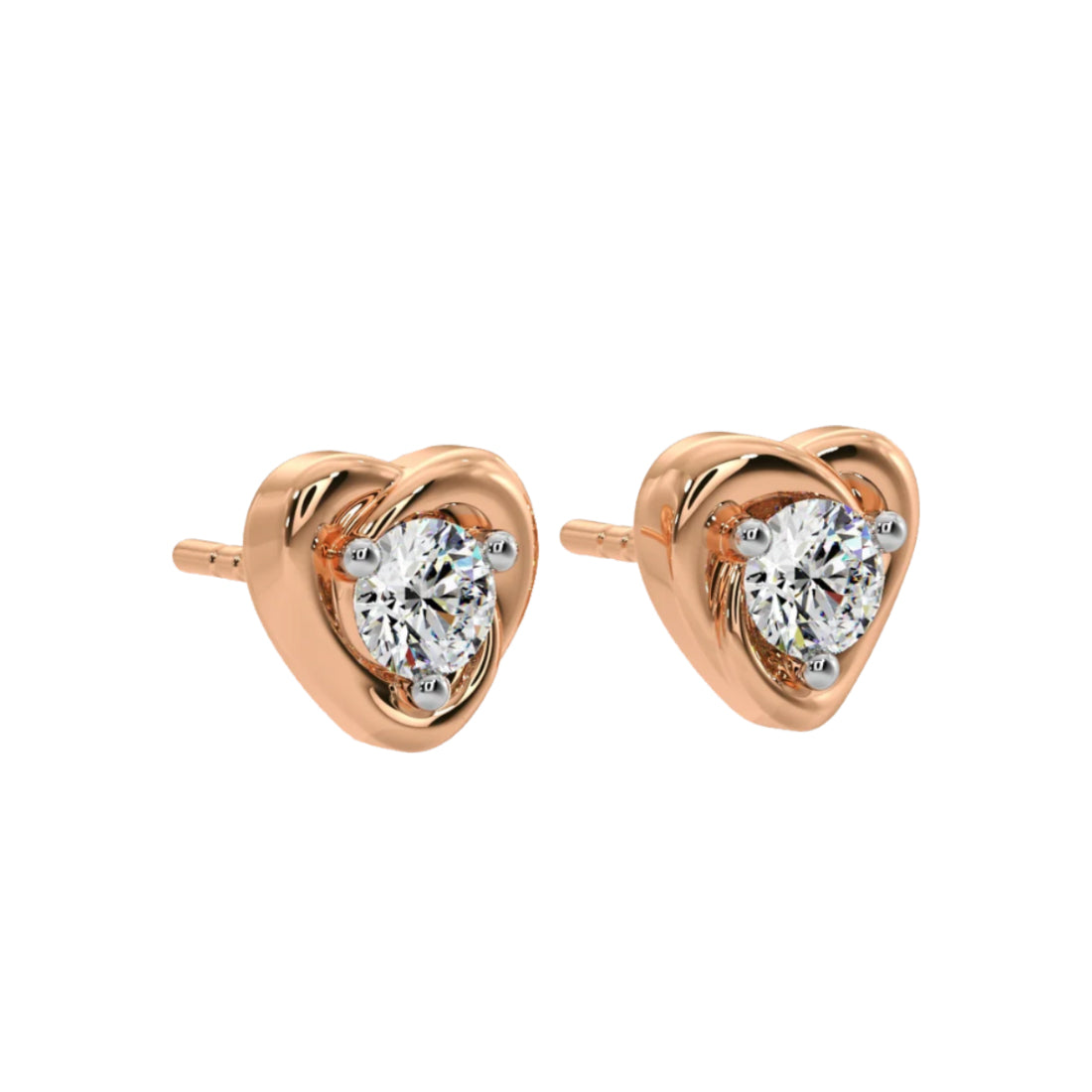 mini heart solitaire earrings