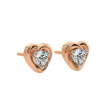 Mini Heart Solitaire Earrings