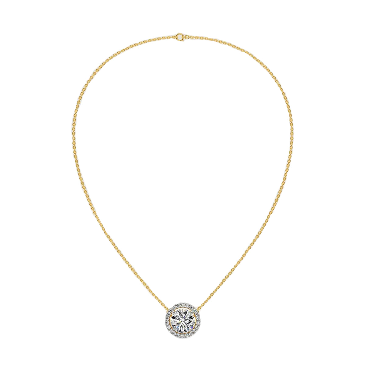 1 ct halo solitaire necklace