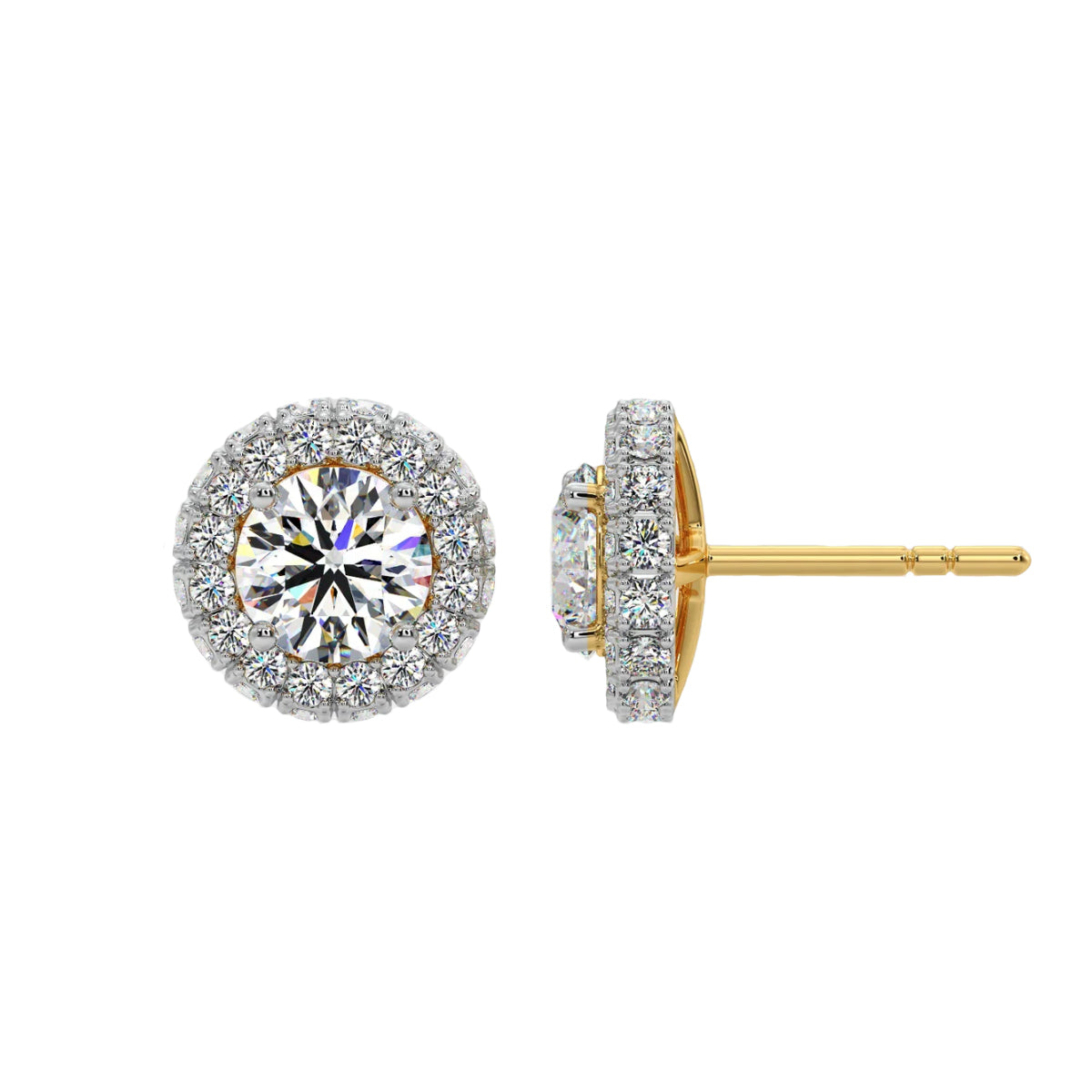 1 ct floret halo earrings