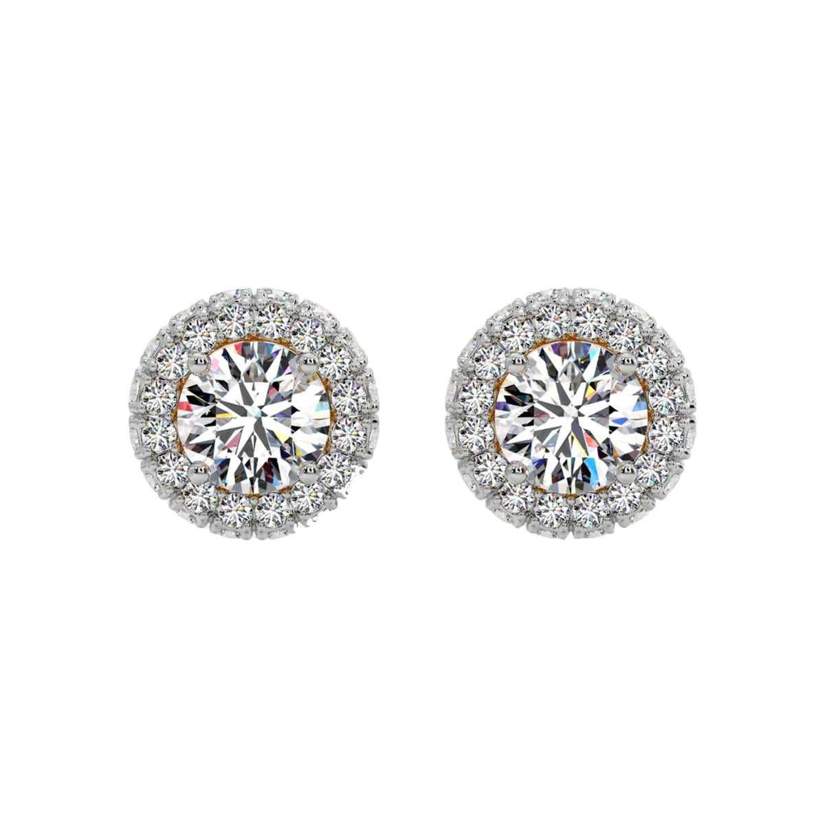 1 ct floret halo earrings