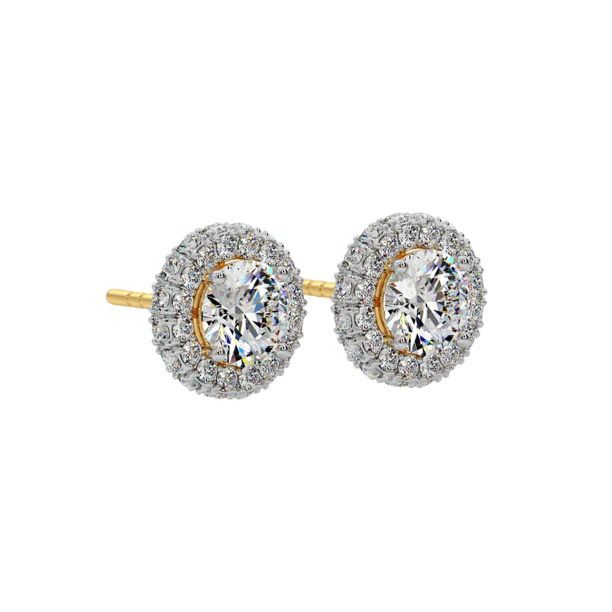 1 ct floret halo earrings