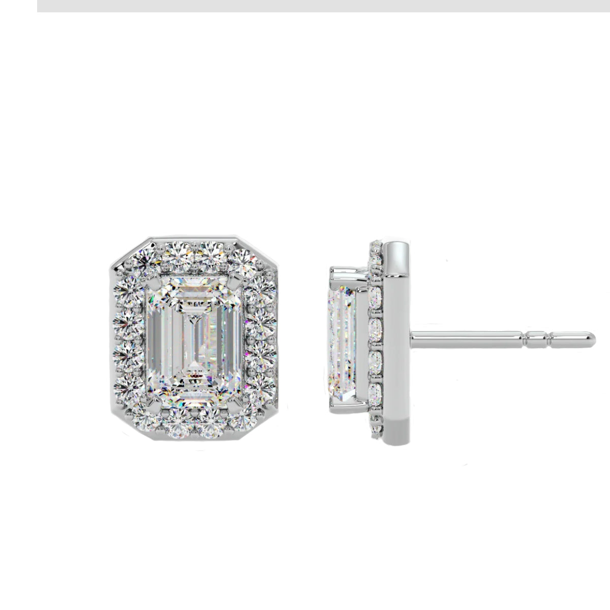 2 ct emerald halo earrings