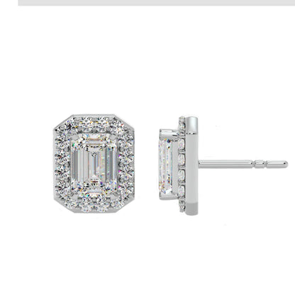 2 ct Emerald Halo Earrings