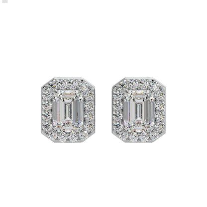 2 ct Emerald Halo Earrings