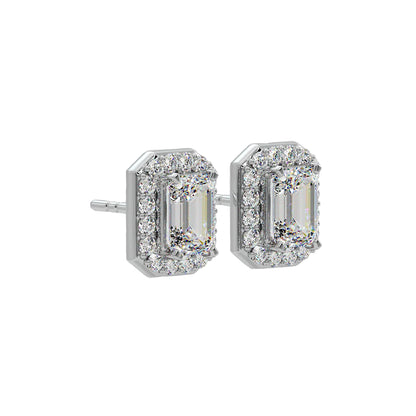 2 ct Emerald Halo Earrings