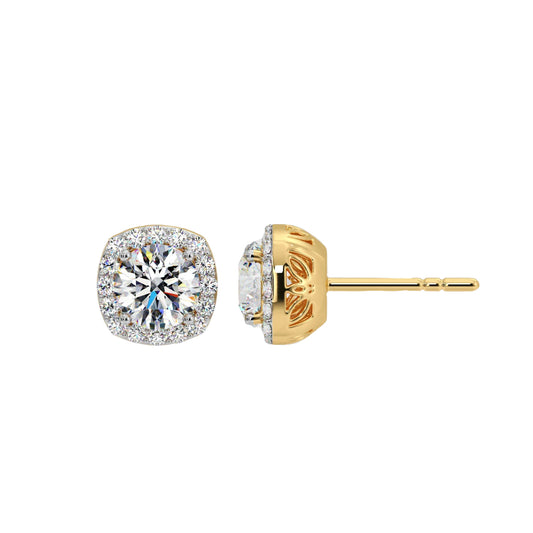 1 ct Cushion Halo Studs