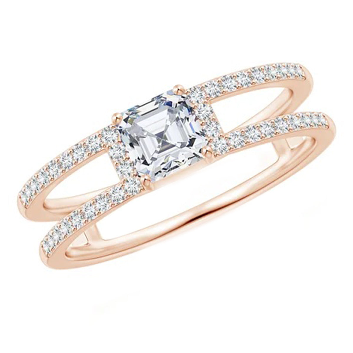 rose gold double band engagement ring