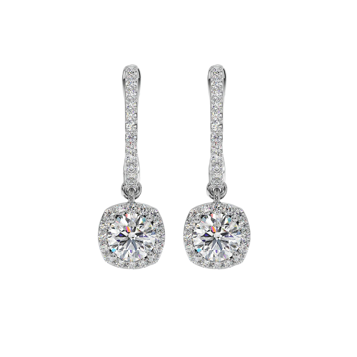 cushion halo solitaire drop danglers