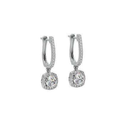 Cushion Halo Solitaire Drop Danglers