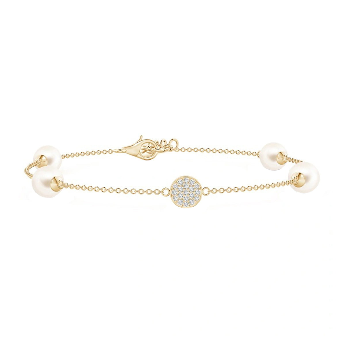 freshwater pearl bracelet with diamond disc