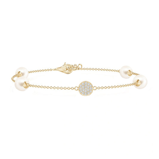 Freshwater Pearl Bracelet with Diamond Disc