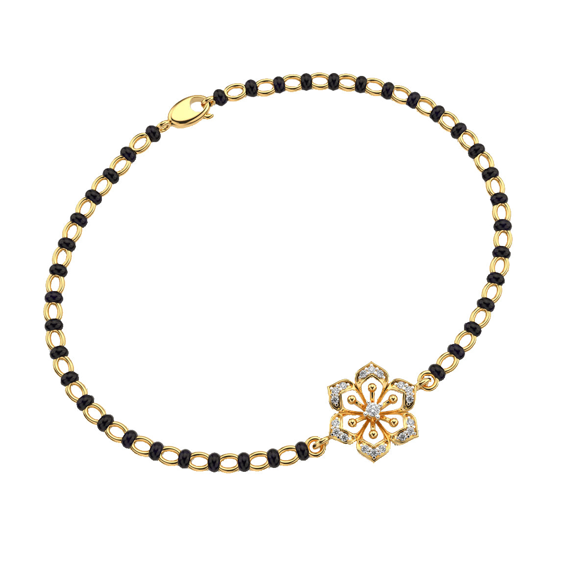 floral elegance diamond mangalsutra bracelet