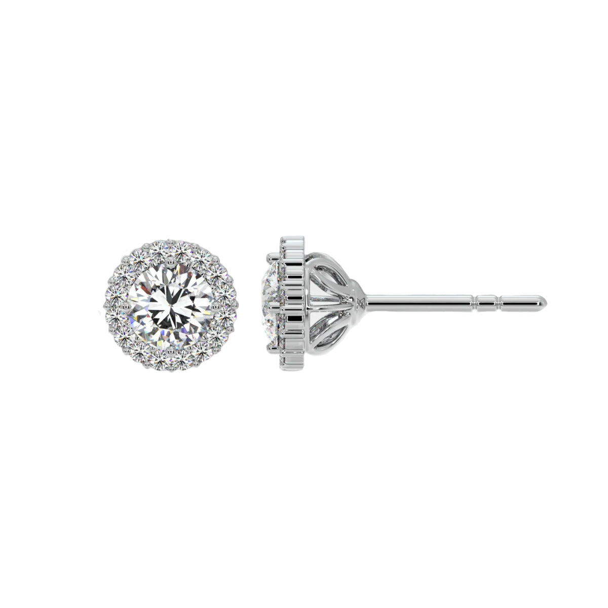 1 ct solitaire halo studs