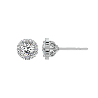 1 ct Solitaire Halo Studs