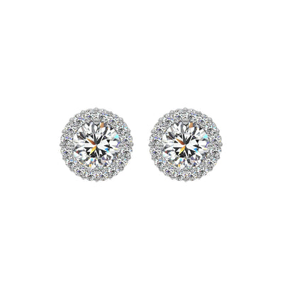 1 ct Solitaire Halo Studs