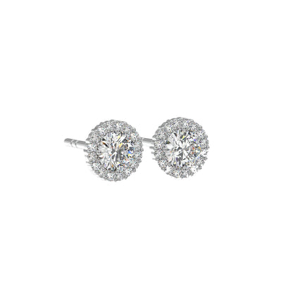 1 ct Solitaire Halo Studs