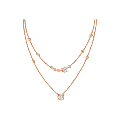 Two Layered Arrayed Solitaire Necklace