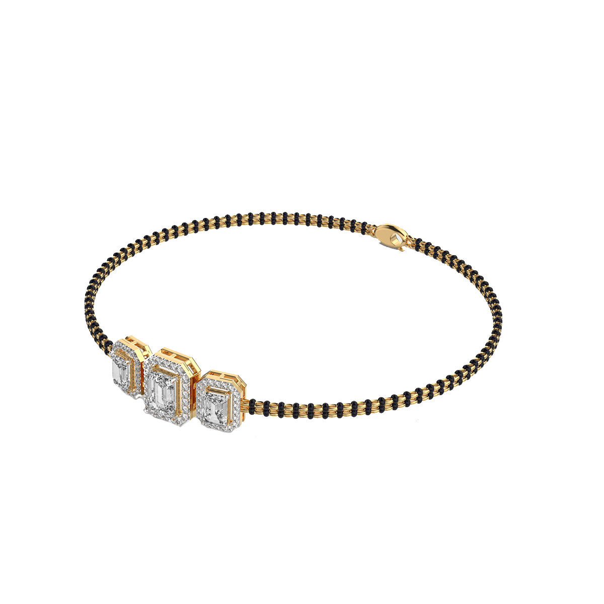 timeless elegance tri emerald mangalsutra bracelet