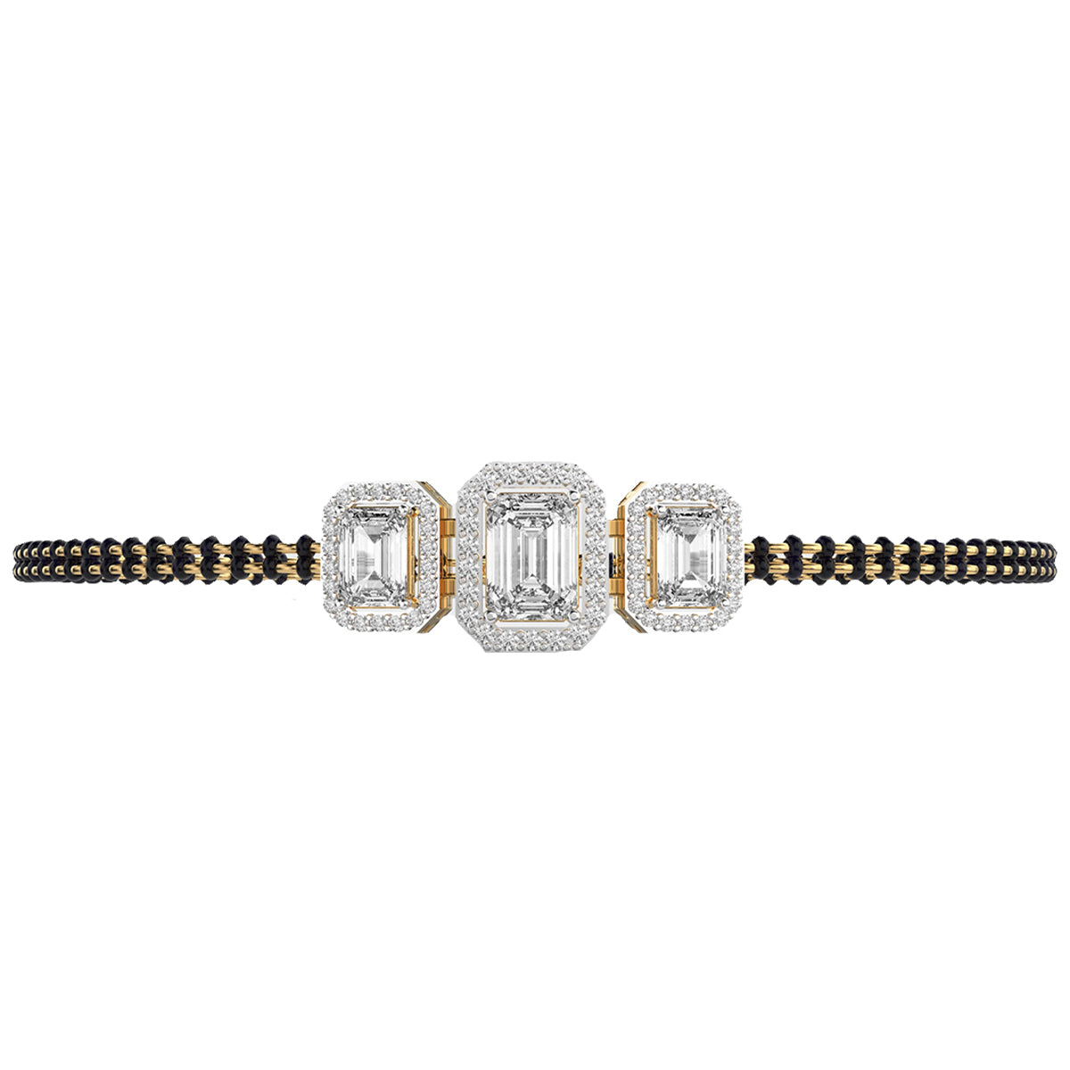 timeless elegance tri emerald mangalsutra bracelet