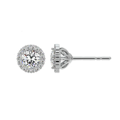 1 ct Solitaire Halo Studs