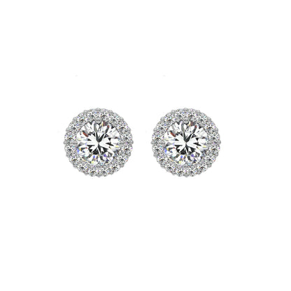 1 ct Solitaire Halo Studs