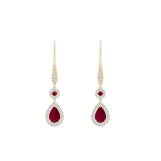 Ruby Heart Earings