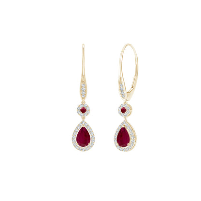 Ruby Heart Earings
