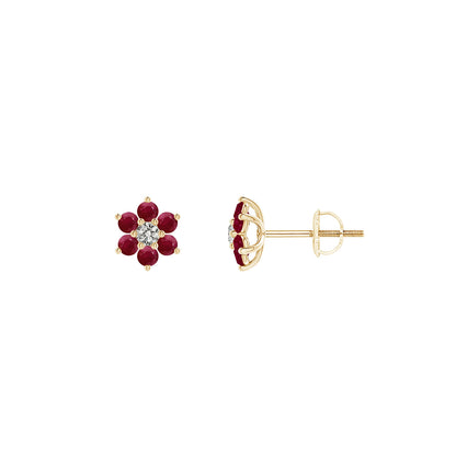 Flower Ruby Earings