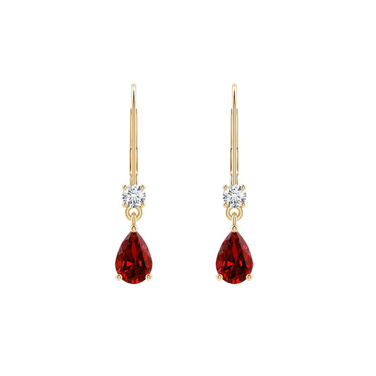 Red Ruby Drop Earings