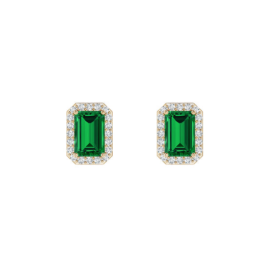 Emerald Radiance Halo Stud Earrings
