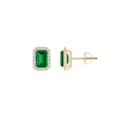 Emerald Radiance Halo Stud Earrings