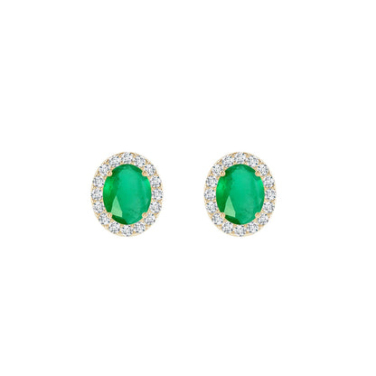 Royal Green Diamond Halo Studs