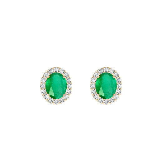 Royal Green Diamond Halo Studs
