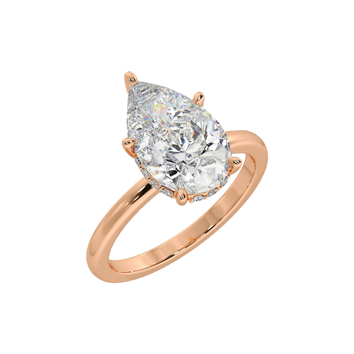 2 ct hidden halo pear ring