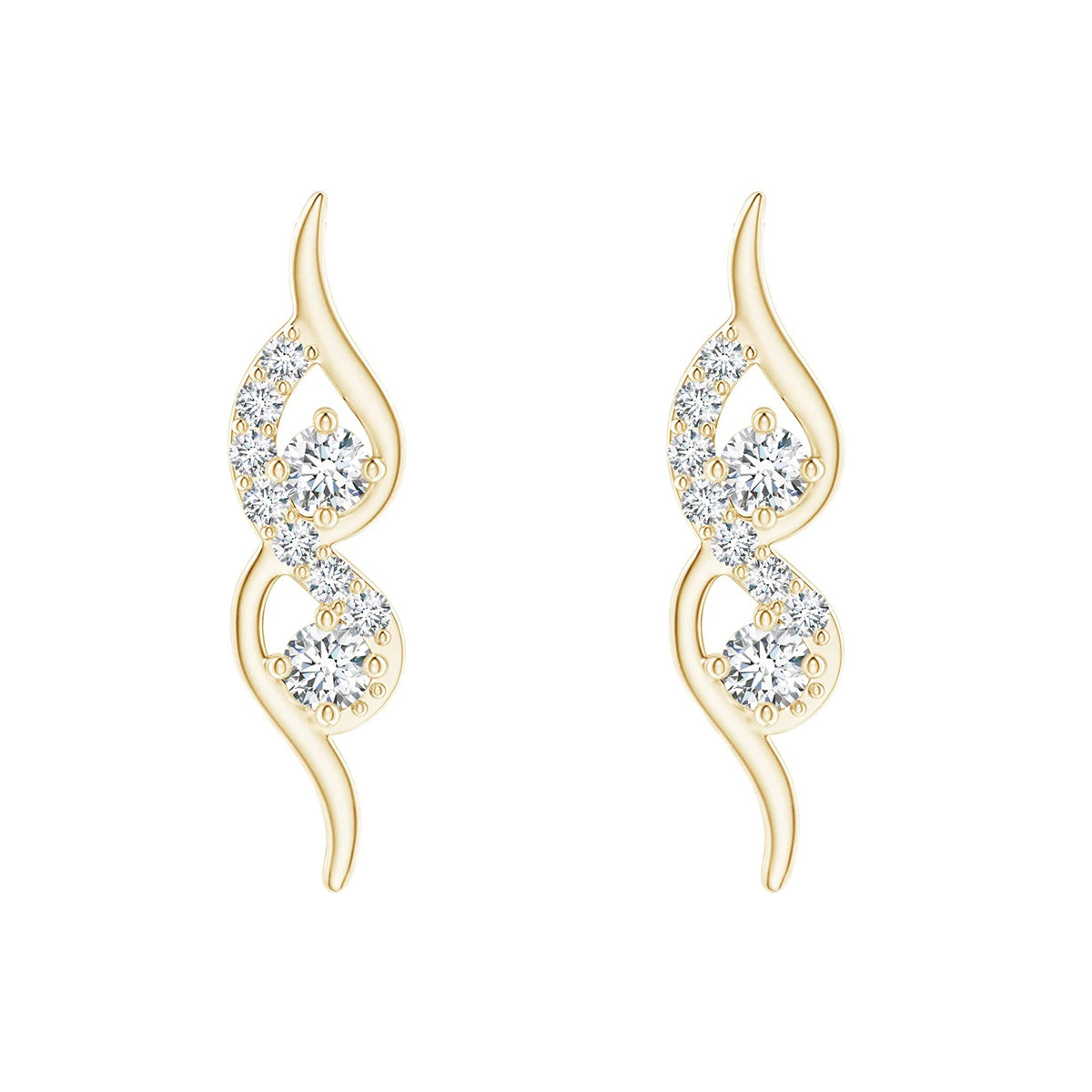 golden swirl diamond earrings