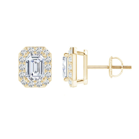 Elegant Emerald Halo Studs